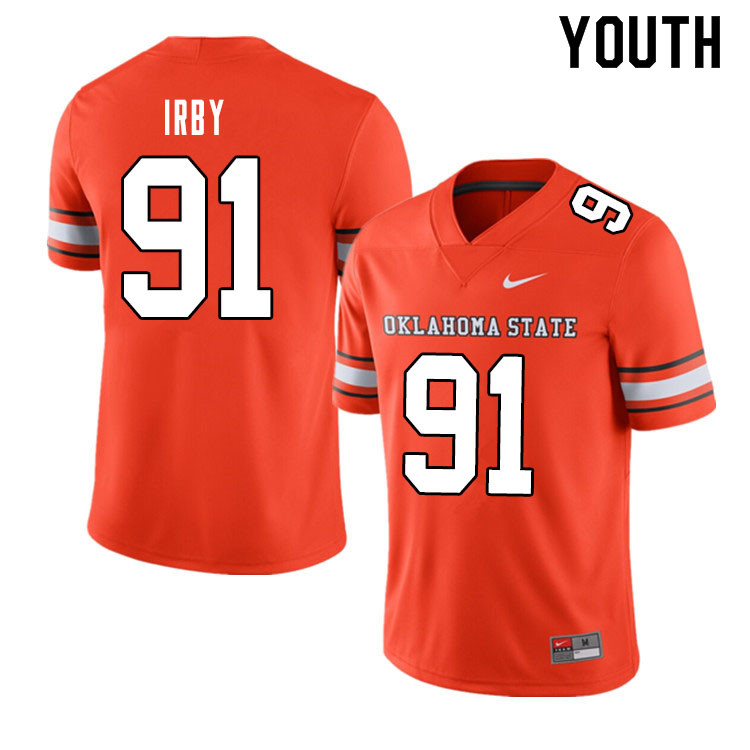 Youth #91 Tyren Irby Oklahoma State Cowboys College Football Jerseys Sale-Alternate Orange - Click Image to Close